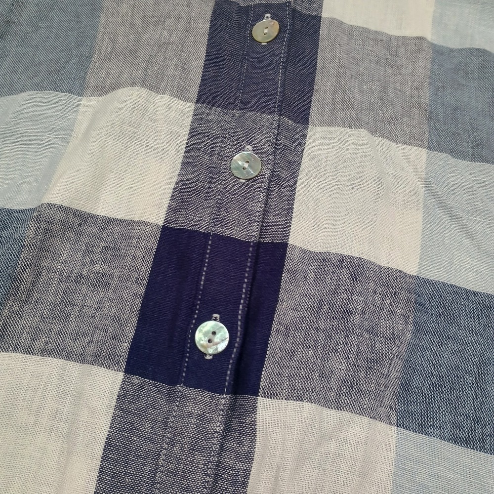 Soft Surroundings Blue Carreaux Plaid Linen Blend Button Zip Back Tunic XL - Picture 2 of 12